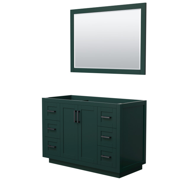 Miranda 48 Inch Single Bathroom Vanity In Green, No Countertop, No Sink, Matte Black Trim, 46 Inch Mirror