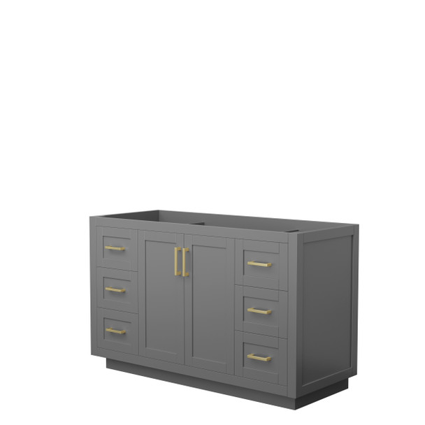 Miranda 54 Inch Single Bathroom Vanity In Dark Gray, No Countertop, No Sink, Brushed Gold Trim