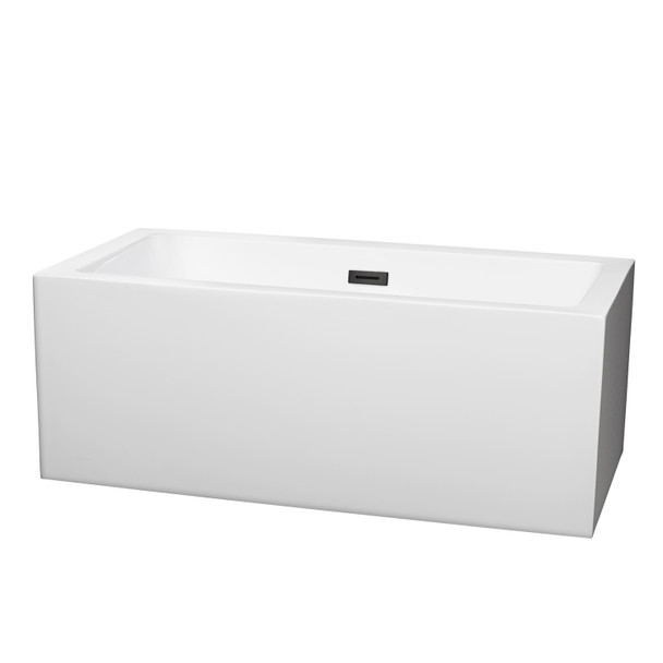 Melody 60 Inch Freestanding Bathtub In White With Matte Black Drain And Overflow Trim