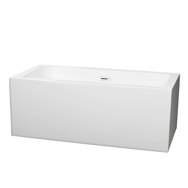 Melody 60 Inch Freestanding Bathtub In White With Shiny White Drain And Overflow Trim