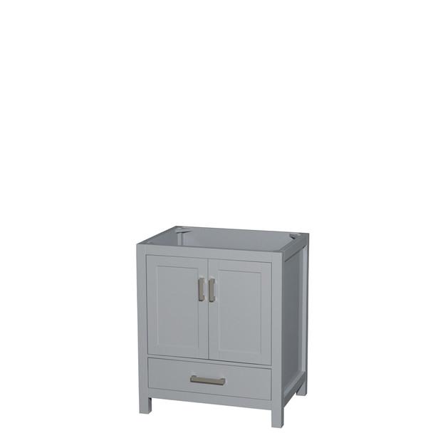 Sheffield 30 Inch Single Bathroom Vanity In Gray, No Countertop, No Sink, And No Mirror