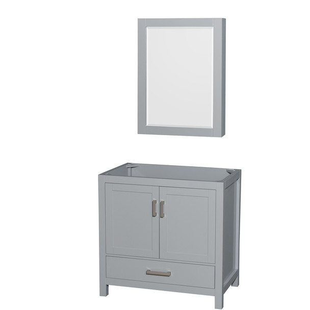 Sheffield 36 Inch Single Bathroom Vanity In Gray, No Countertop, No Sink, And Medicine Cabinet