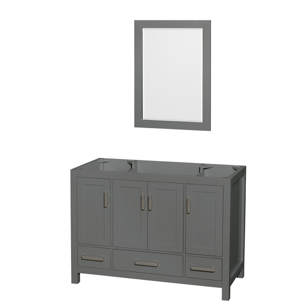 Sheffield 48 Inch Single Bathroom Vanity In Dark Gray, No Countertop, No Sink, And 24 Inch Mirror