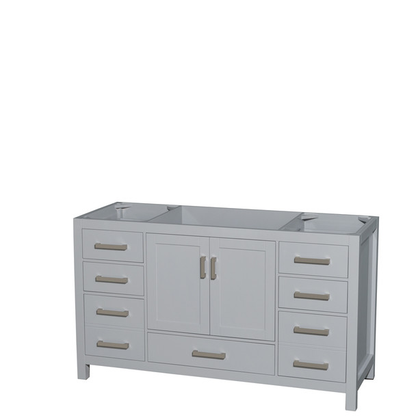 Sheffield 60 Inch Single Bathroom Vanity In Gray, No Countertop, No Sink, And No Mirror