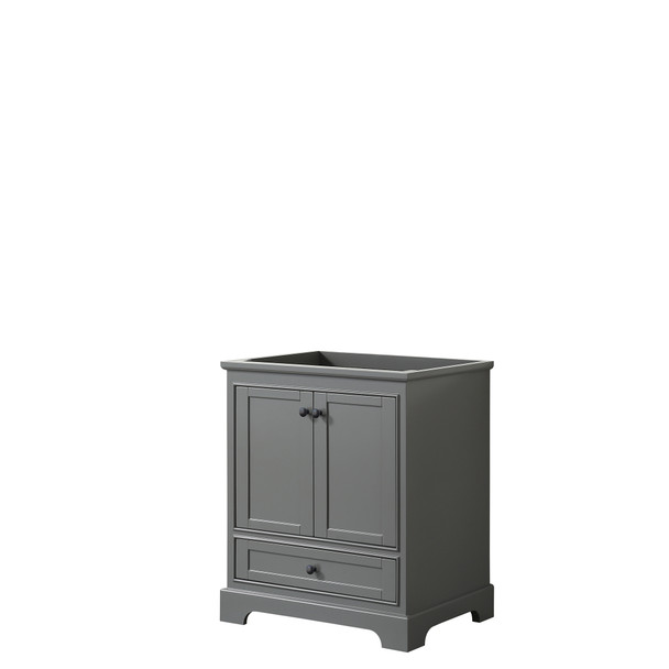 Deborah 30 Inch Single Bathroom Vanity In Dark Gray, No Countertop, No Sink, Matte Black Trim