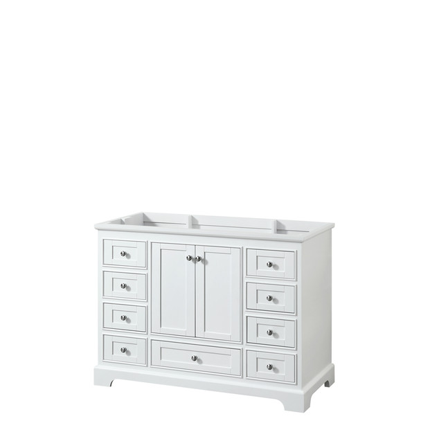 Deborah 48 Inch Single Bathroom Vanity In White, No Countertop, No Sink, And No Mirror