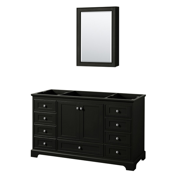 Deborah 60 Inch Single Bathroom Vanity In Dark Espresso, No Countertop, No Sink, And Medicine Cabinet