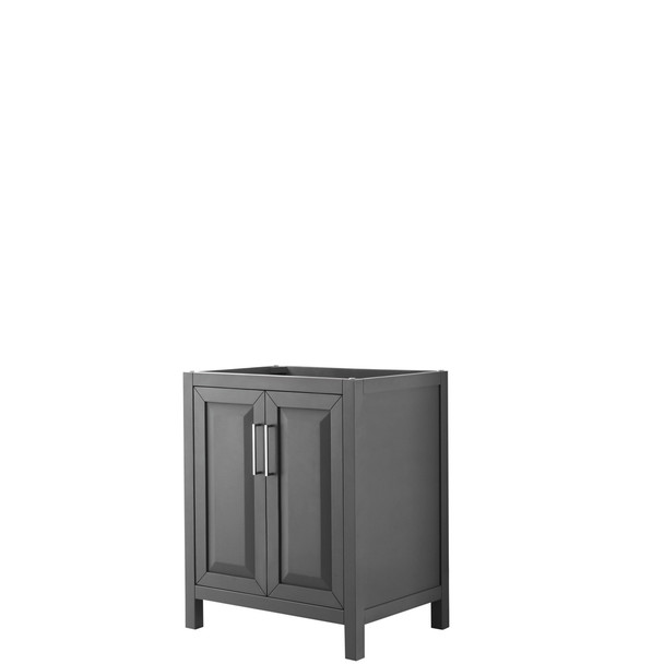 Daria 30 Inch Single Bathroom Vanity In Dark Gray, No Countertop, No Sink, And No Mirror