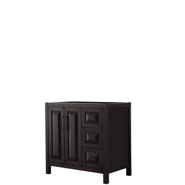 Daria 36 Inch Single Bathroom Vanity In Dark Espresso, No Countertop, No Sink, Matte Black Trim