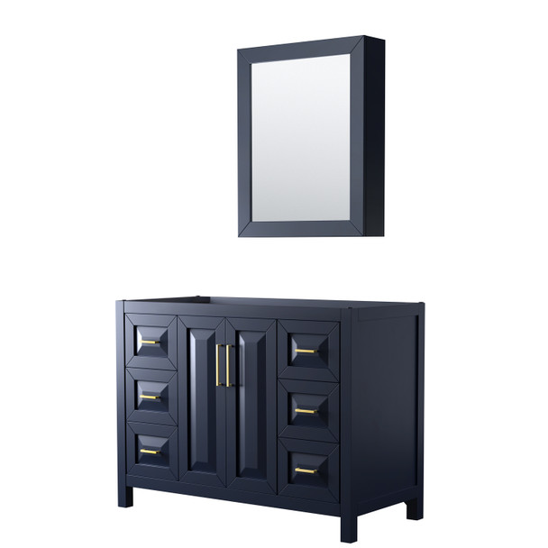 Daria 48 Inch Single Bathroom Vanity In Dark Blue, No Countertop, No Sink, Medicine Cabinet