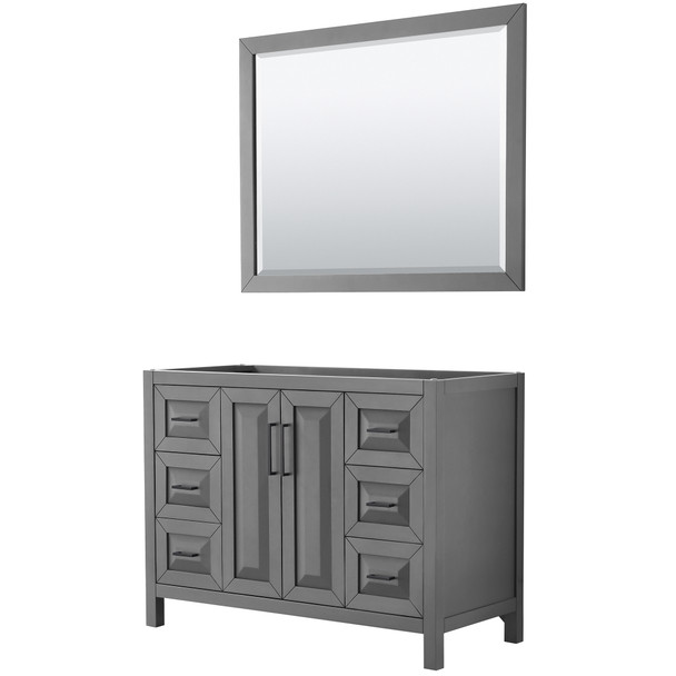 Daria 48 Inch Single Bathroom Vanity In Dark Gray, No Countertop, No Sink, Matte Black Trim, 46 Inch Mirror