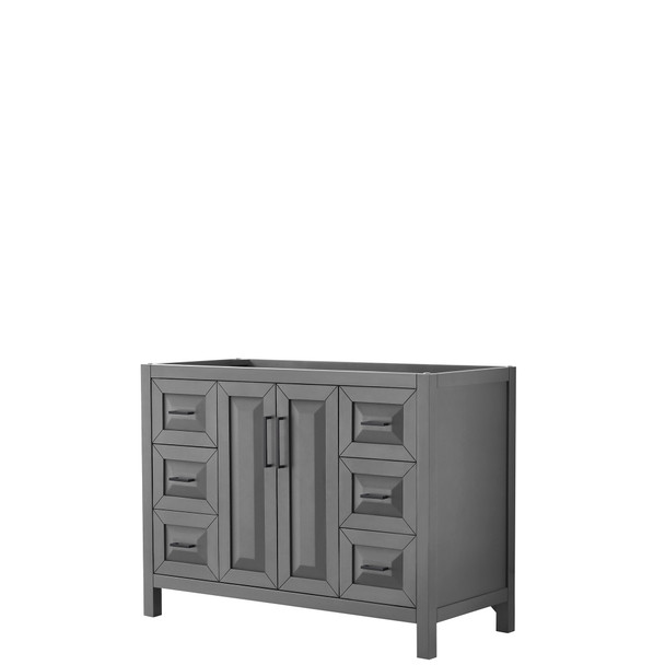 Daria 48 Inch Single Bathroom Vanity In Dark Gray, No Countertop, No Sink, Matte Black Trim