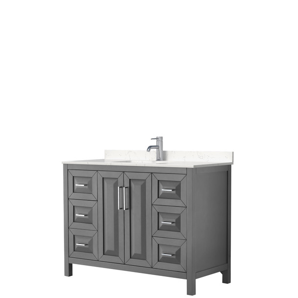 Daria 48 Inch Single Bathroom Vanity In Dark Gray, Carrara Cultured Marble Countertop, Undermount Square Sink, No Mirror