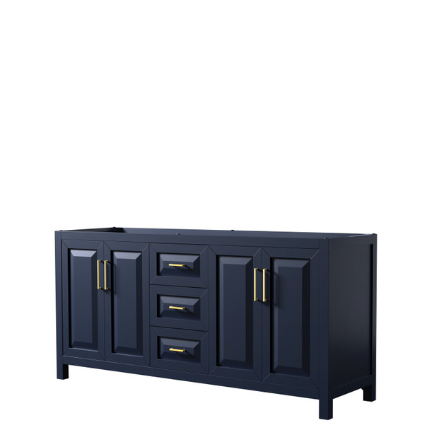 Daria 72 Inch Double Bathroom Vanity In Dark Blue, No Countertop, No Sink, No Mirror