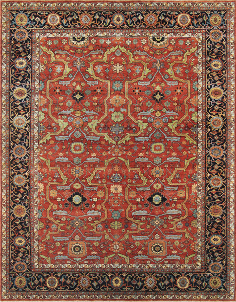 Pasargad Home PS-36 Ferehan Hand-knotted Rust Area Rug