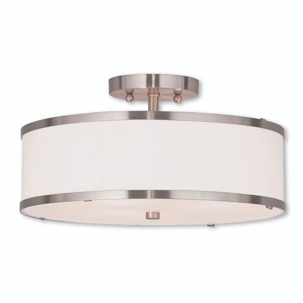 Livex Lighting 3 Light Brushed Nickel Ceiling Mount - 62628-91