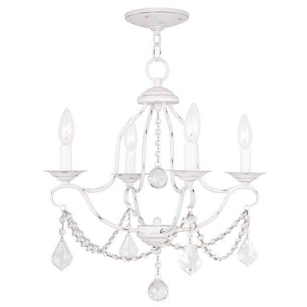 Livex Lighting 4 Light Antique White Mini Chandelier - 6424-60