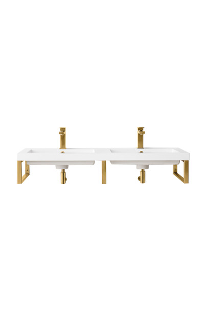 Three Boston 18" Wall Brackets, Radiant Gold W/47" White Glossy Composite Countertop