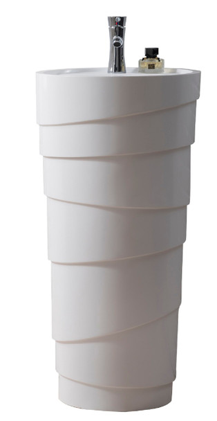 Quebec 17.5" Solid Surface Pedestal Sink, Bright White