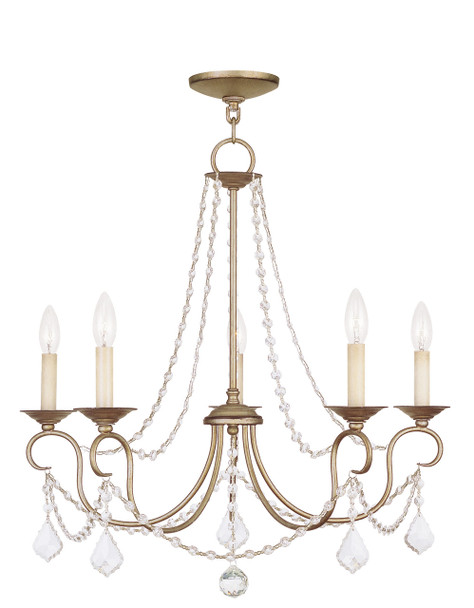 Livex Lighting 5 Light Antique Silver Leaf Chandelier - 6515-73