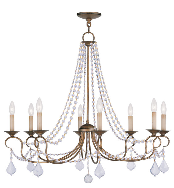 Livex Lighting 8 Light Antique Gold Leaf Chandelier - 6518-48