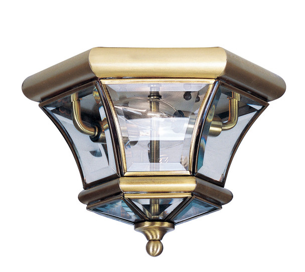 Livex Lighting 2 Light Antique Brass Ceiling Mount - 7052-01