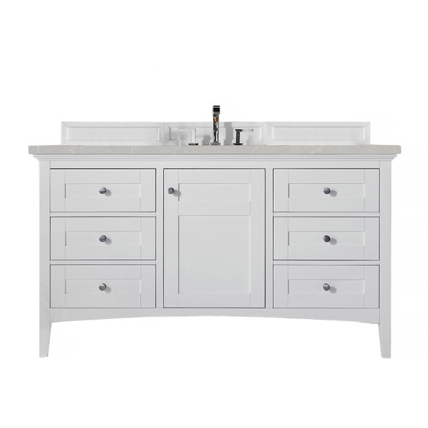 Palisades 60" Single Vanity, Bright White, W/ 3 Cm Eternal Serena Quartz Top