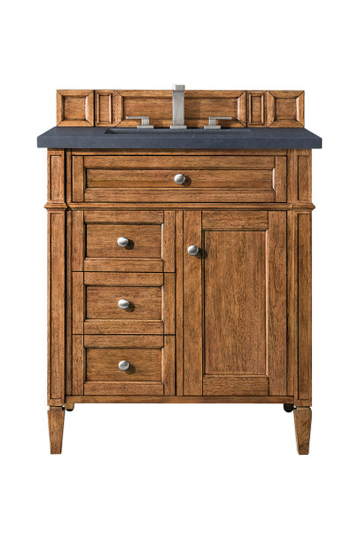 Brittany 30" Single Vanity, Saddle Brown, W/ 3 Cm Charcoal Soapstone Quartz Top