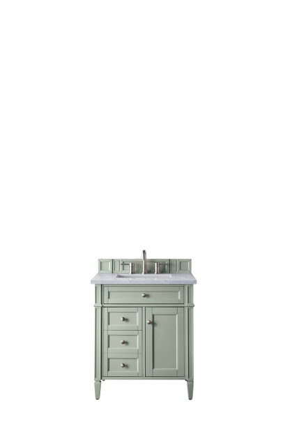 Brittany 30" Single Vanity, Sage Green W/ 3 Cm Arctic Fall Solid Surface Top