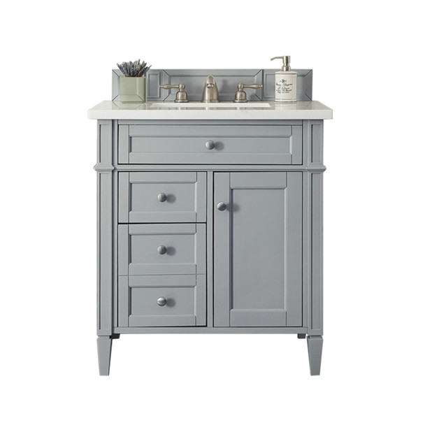 Brittany 30" Single Vanity, Urban Gray W/ 3 Cm Carrara Marble Top