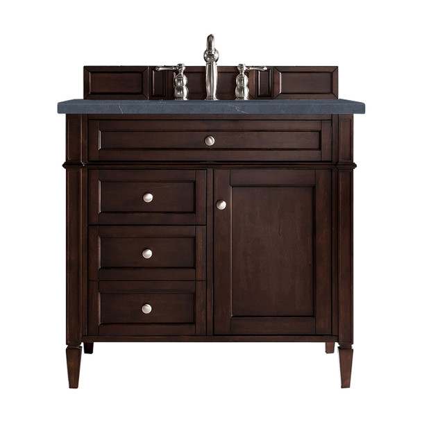 Brittany 36" Burnished Mahogany Single Vanity W/ 3 Cm Charcoal Soapstone Quartz Top