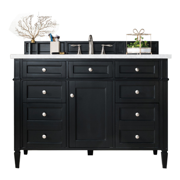 Brittany 48" Black Onyx Single Vanity W/ 3 Cm Eternal Jasmine Pearl Quartz Top