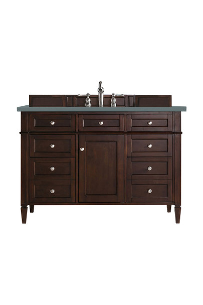 Brittany 48" Burnished Mahogany Single Vanity W/ 3 Cm Cala Blue Quartz Top