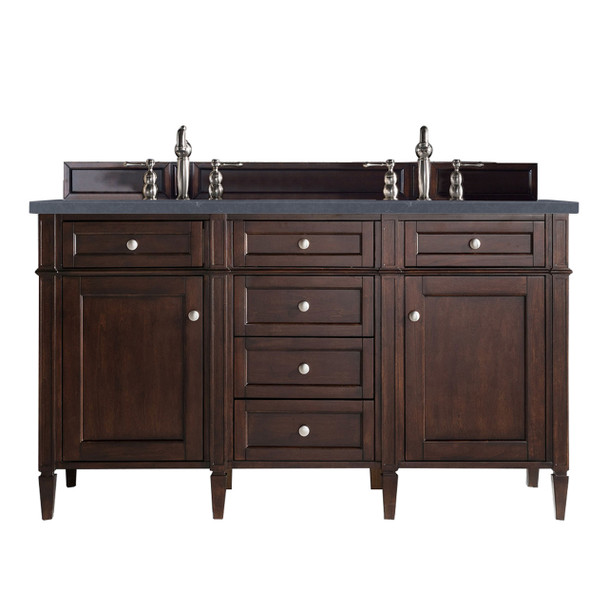 Brittany 60" Burnished Mahogany Double Vanity W/ 3 Cm Charcoal Soapstone Quartz Top