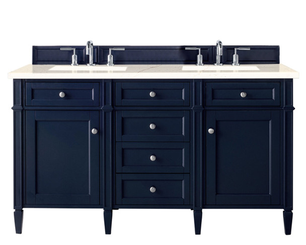 Brittany 60" Victory Blue Double Vanity W/ 3 Cm Eternal Marfil Quartz Top