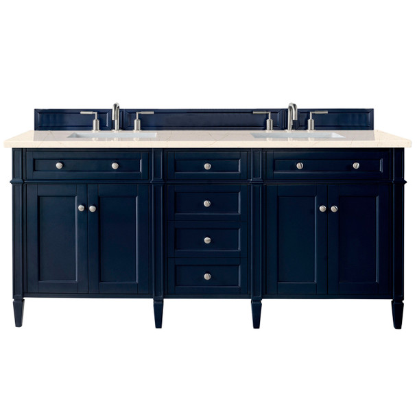 Brittany 72" Victory Blue Double Vanity W/ 3 Cm Eternal Marfil Quartz Top