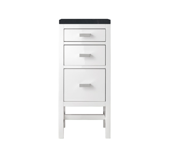 Addison 15"  Base Cabinet W/ Drawers, Glossy White W/ 3 Cm Charcoal Soapstone Quartz Top