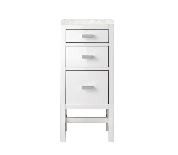 Addison 15"  Base Cabinet W/ Drawers, Glossy White W/ 3 Cm Eternal Jasmine Pearl Quartz Top
