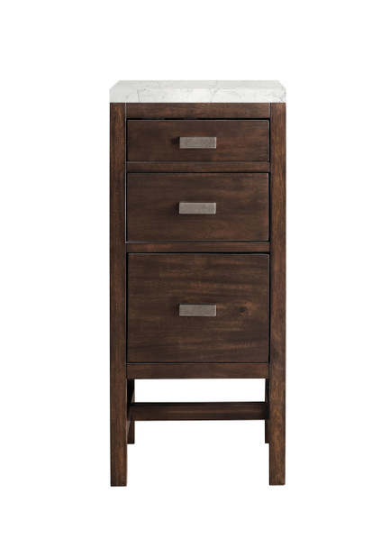 Addison 15"  Base Cabinet W/ Drawers, Mid Century Acacia W/ 3 Cm Eternal Jasmine Pearl Quartz Top