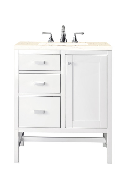 Addison 30" Single Vanity Cabinet, Glossy White, W/ 3 Cm Eternal Marfil Top