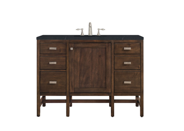 Addison 48" Single Vanity Cabinet, Mid Century Acacia, W/ 3 Cm Charcoal Soapstone Quartz Top