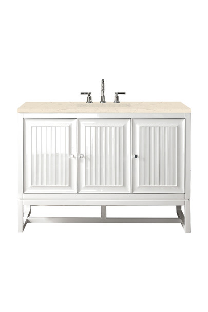 Athens 48" Single Vanity Cabinet, Glossy White, W/ 3 Cm Eternal Marfil Top