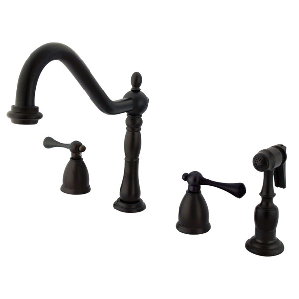 Kingston Brass KB1795BLBS Heritage Widespread Kitchen Faucet, Oil Rubbed Bronze