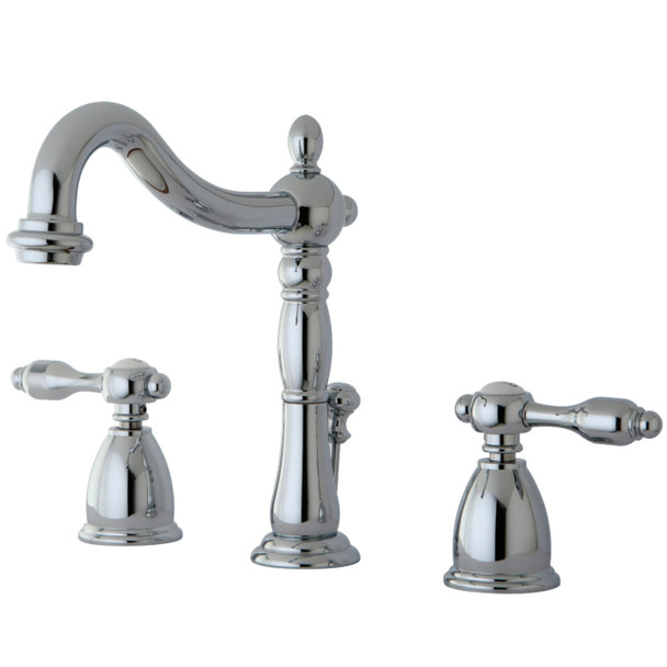 Kingston Brass KB1971TAL Tudor Widespread Bathroom Faucet with Plastic Pop-Up, Polished Chrome