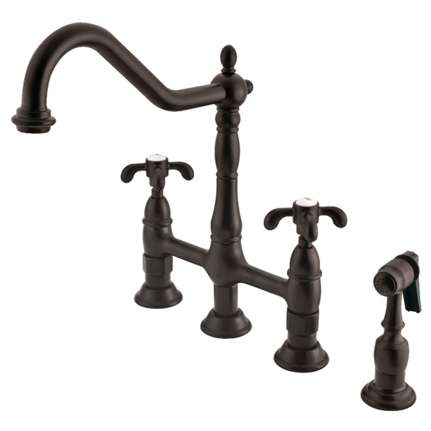 Kingston Brass French Country Bridge Kitchen Faucets KS127XTXBS-P