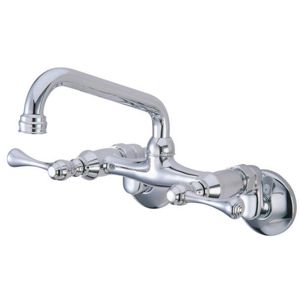 Kingston Brass KS313C Kingston Two Handle Wall Mount Kitchen Faucet, Polished Chrome