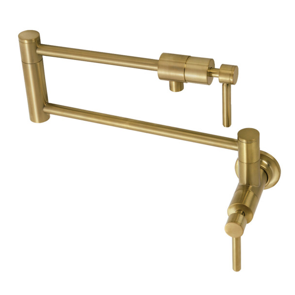 Kingston Brass KS4107DL Concord Wall Mount Pot Filler, Brushed Brass