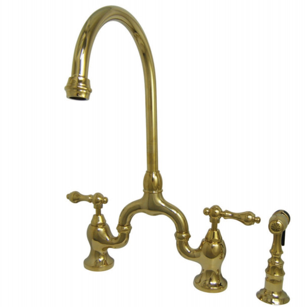 Kingston Brass English Country Bridge Kitchen Faucets KS779XALBS-P