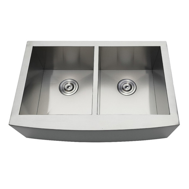 Gourmetier GKTDF30209 Drop-In Stainless Steel Double Bowl Farmhouse Kitchen Sink, Brushed