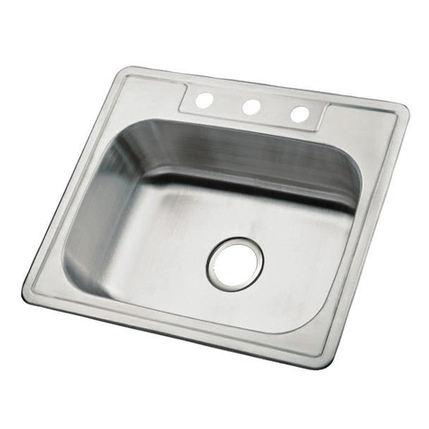 Gourmetier K25228BN Carefree Drop-in Single Bowl Kitchen Sink, Brushed